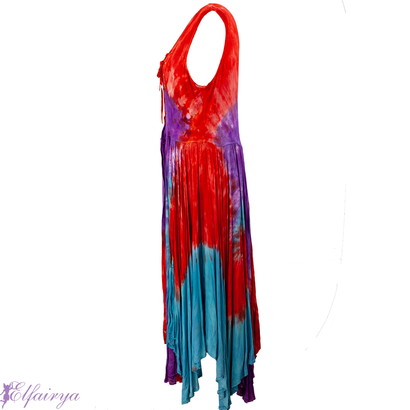 Fantastisch Shoppen Drachen Feen Elfen Bunt Gebatiktes Sommerkleid Tragerkleid Goa Hippie