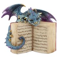 Süßer blauer Elementen-Drache mit Buch