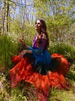 Farbenfreudiges Sommer- Kleid mit Chiffon und Fledermausärmeln