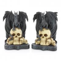 Buchstützen-Set "Drache auf Totenkopf"